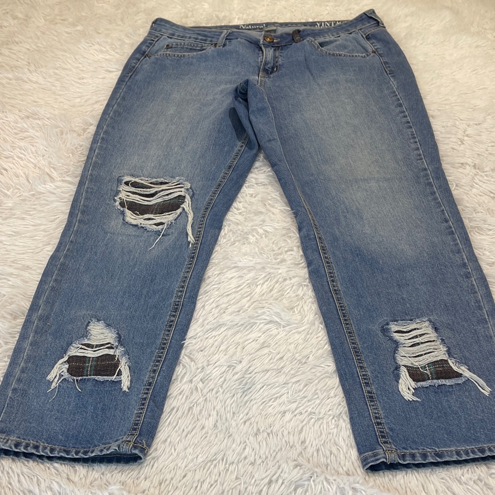 Natural Reflections Classic Blue Denim DISTRESSED WOMEN SIZE 12 SEE MEASUREMENTS